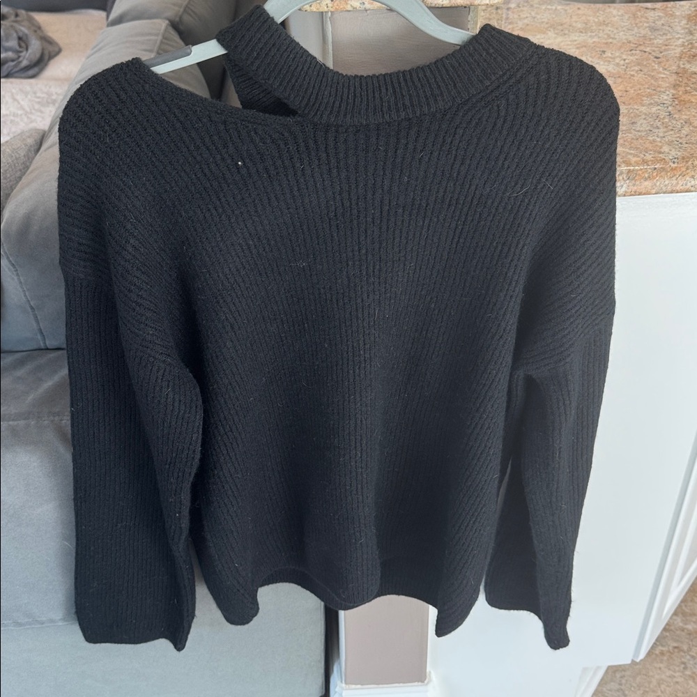 Rails Black Knit Cold Shoulder Sweater